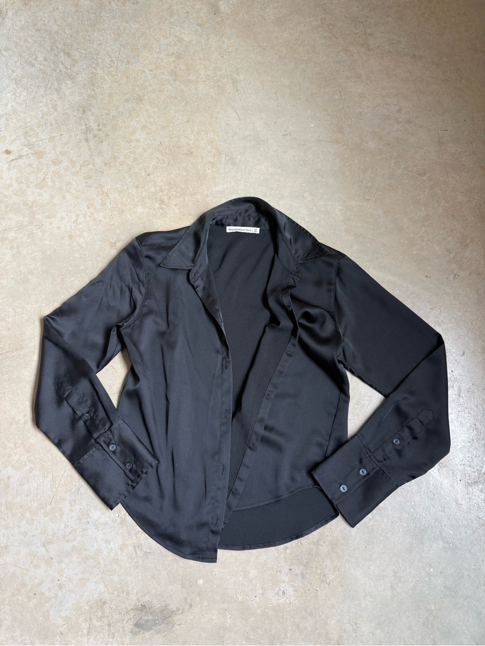 Black Satin Button-Front Shirt Jacket - Unbranded
